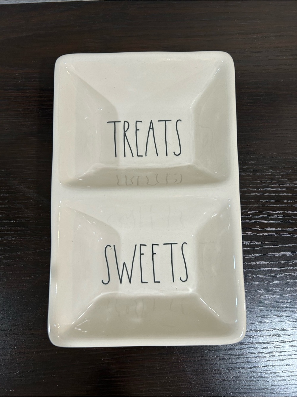 Rae Dunn Cream Double Divided Ceramic Dish